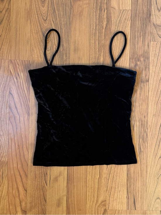 Jacob Tops - Jacob Black Velvet Spaghetti Strap Camisole